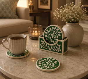 Juego de Posavasos Modernos con Incrustaciones de Hueso, Posavasos de Madera y Resina para Bebidas, Posavasos de Lujo para Tazas de Té y Café, Accesorios Decorativos para Mesa de Centro - Product Image 5