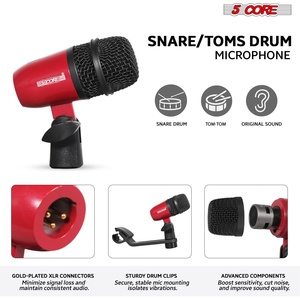 Kit de Micrófonos de Batería de 5 Núcleos, 7 Piezas, Micrófonos de Batería Totalmente Metálicos, Tom/Snare y Platillos, Juego de Micrófonos con Cable para Instrumentos de Percusión - Product Image 3