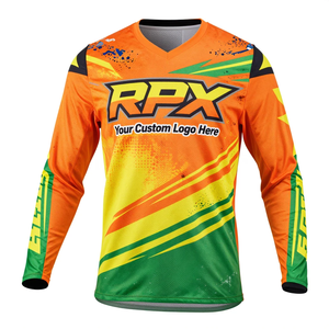Jersey de Motocross Transpirable de Poliéster, Jersey de Motocross Naranja, Verde y Amarillo, Personalizado para Carreras de Motocross y Ciclismo Todoterreno - Product Image 1