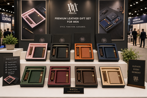 WRIZA Genuine Leather Wallet Gift Set for Men with <b>Pen</b> Keychain Bifold Card Holder Cash Pocket Custom Logo Gift Box Premium Hand - Product Image 6