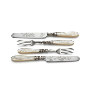 Mother of Pearl Cutlery Set Stainless Steel Flatware Vintage <b>Victorian</b> Style Silver Plated Shell Handle Tableware Set For Sale - Product Image 4