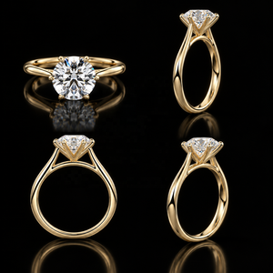 Anillo de compromiso solitario redondo de oro de 14 quilates con diamante brillante de 2 quilates, engaste de 6 puntas tipo catedral, diamante cultivado en laboratorio, certificado IGI, joyas personalizadas - Product Image 2