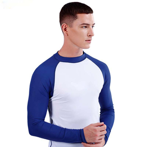 Camiseta de Natación de Manga Larga para Hombre, Color Blanco y Azul, de Secado Rápido, Spandex y Poliéster, Talla Adulto - Product Image 3