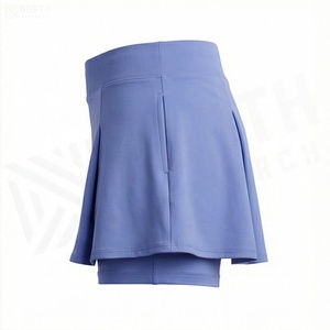 Jupe courte plissée pour femme, taille élastique, spandex, polyester, sportive, couleur unie, respirante, toutes saisons - Product Image 3