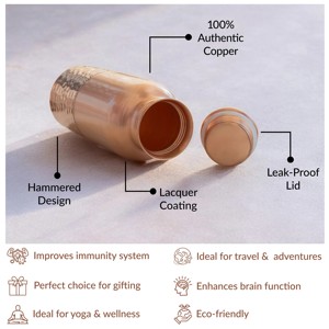 Bouteille d'eau en cuivre de forme ronde, corps lisse, pour l'hydratation quotidienne, les voyages, le bureau et les cadeaux - Product Image 6