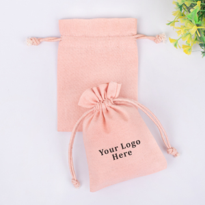Bolsa de algodón con cordón y logotipo personalizado, color rosa, pequeña, para regalo, para joyería, reloj, gafas, organizador lindo y sostenible - Product Image 3