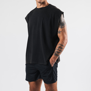 เสื้อกล้ามสไตล์สปอร์ตสำหรับผู้ชาย ระบายอากาศได้ดี แห้งเร็ว ผลิตจากผ้าสแปนเด็กซ์/คอตตอนผสม เหมาะสำหรับฟิตเนส เพาะกาย รับผลิตแบบ OEM - Product Image 1