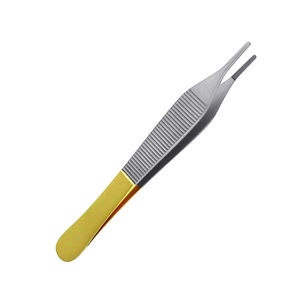 Forceps de chirurgie plastique T/C Adson 4,75 po (12 cm) à pointe fine droite en carbure de tungstène, semi-plaqué or, instrument chirurgical - Product Image 5