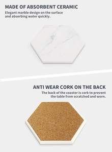 Posavasos de Cerámica Absorbentes con Patrón de Mármol Blanco y Base de Corcho para Protección de Mesa, Previenen Manchas de Agua y Derrames - Product Image 3
