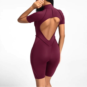 Conjunto de 2 piezas de mono de yoga para mujer, de cintura alta, sin espalda, con cremallera frontal, de secado rápido y transpirable, para gimnasio - Product Image 2