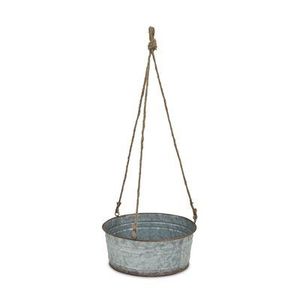 Rustic Galvanized Metal Planter With Rope Handles Flowers And <b>Garden</b> Design For Outdoor Use - Product Image 2