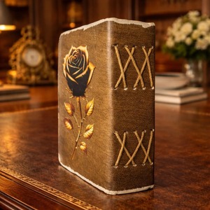 Rose Embossed <b>Leather</b> Journal Brown Floral <b>Diary</b> with Metal Clasp Closure - Product Image 3