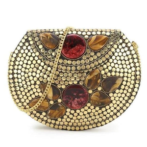 Ethnic Mosaic Travel Clutch <b>Bag</b> for Saree Lehenga <b>Evening</b> Lightweight Eco-Friendly Modern Luxury Daily Fashion Metal Crafts - Product Image 1