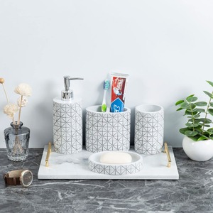 Elegant Sky Blue Designer <b>Bathroom</b> <b>Accessories</b> <b>Set</b> Great For Vanity Display Functional And Refined Washroom Living From India - Product Image 6