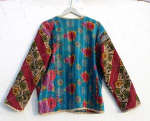 Chaqueta reversible de trabajo con parche real acolchado Kantha hecha a mano india para mujer - Product Image 6