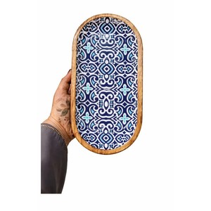Plateau de service artisanal en bois de manguier avec incrustation de carreaux de céramique |   Vente en gros - Product Image 5