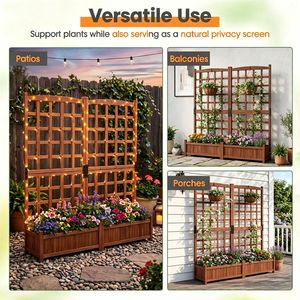 Fioriera Rustica Marrone Rialzata con Doppie Grandi Cassette in Ferro, Sistema di Drenaggio a Graticola per Fiori Rampicanti e Verdure - Product Image 5