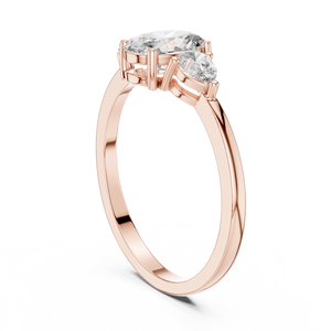 Anillo de Compromiso de Moissanita con Corte Ovalado en Oro Rosa y Piedras Laterales Marquise, Anillo de Boda con Diseño Floral para Mujer, Joyería Personalizada - Product Image 2