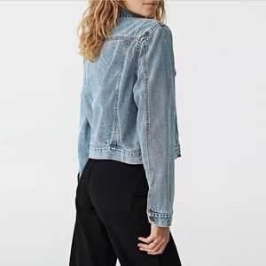 Veste en jean pour femme, bleu sable, coupe oversize, effet délavé, look vintage, boutonnée sur le devant, coupe décontractée style streetwear, OEM - Product Image 2