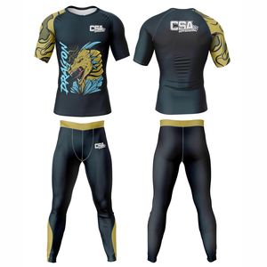 Vêtements de sport MMA très demandés, rashguard et shorts BJJ, tissu Spandex personnalisé, impression par sublimation, vêtements de compression pour hommes - Product Image 1