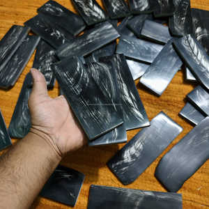 Placa de cuerno de búfalo natural con vetas blancas, hecha a mano, para monturas ópticas y artesanías naturales - Product Image 2