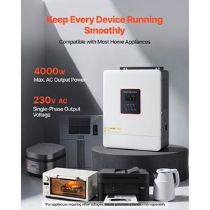 Inversor Solar Híbrido de 4000W, 24V DC, 230V AC, 120A, Controlador Solar MPPT, Inversor de Corriente de Onda Sinusoidal Pura, Cargador Integrado, Fase Dividida - Product Image 2