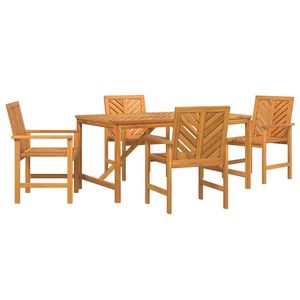Juego de comedor de jardín de madera maciza de acacia marrón de 5 piezas - Product Image 2