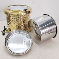 Marmite électrique en acier inoxydable 13L Or/Or rose/Argent, motif martelé, récipient isotherme pour soupe, chauffe-plats électrique