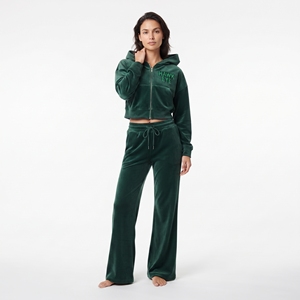 Conjunto Deportivo de Terciopelo Personalizado para Mujer, Sudadera Corta con Cierre y Hombros Caídos, Pantalones Jogger de Pierna Ancha, Ropa Casual - Product Image 4