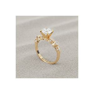 Bague de fiançailles vintage Stonewels Antique Bezel Pav plaquée or |   pour diamant cultivé en laboratoire certifié |   Monture de luxe sertie de milgrains - Product Image 1