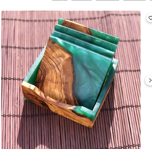 Wholesale Custom Logo Ocean Resin Wood <b>Coaster</b> Set Luxury Handmade Epoxy Beach Wave Round Wooden <b>Drink</b> <b>Coasters</b> <b>for</b> Home Bar - Product Image 6
