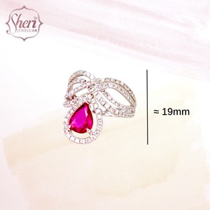 [เชอรี จิวเวลส์] แหวนเพชรทรงลูกแพร์ประดับทับทิมธรรมชาติ ทองคำขาว 18K แท้ ดีไซน์หรูหรา สำหรับผู้หญิง เหมาะสำหรับงานปาร์ตี้และโอกาสพิเศษ - Product Image 2