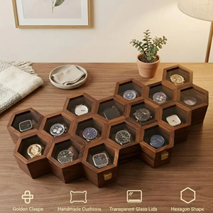 Caja de Almacenamiento de Relojes de Bambú Premium, Caja de Madera para Colección de Relojes de Hombre de AYAANS - Product Image 5