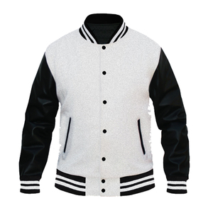 Chaqueta Varsity de Alta Calidad OEM con Cuerpo de Lana, Mangas de Cuero Vacuno Auténtico, Parches de Diseño Personalizado, Bordado de Letras, Estilo Béisbol - Product Image 1