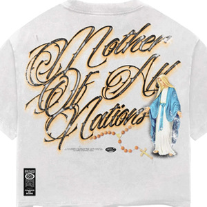 Mother of All Nations Printed Regular Fit T-Shirt <b>Men</b> Street Style Short Sleeve <b>Turtleneck</b> 100% Cotton Solid White - Product Image 5