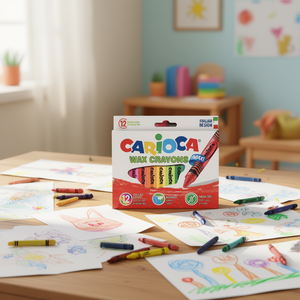 Pastelli a cera Carioca 12 colori formato maxi lavabili per disegno bambini - Product Image 3