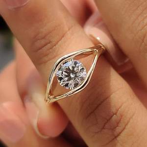 925 Sterling <b>Silver</b> Round Cut VVS1 Moissanite <b>Solitaire</b> Engagement <b>Ring</b> for Women - Product Image 3