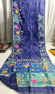 <b>Purple</b> Printed Bishnupuri Pure Silk Saree Set Women Indian Pakistani Clothing Regular Fit Casual Ethnic Wear - Product Image 4