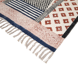 Tapis d'intérieur en coton naturel, géométrique, fait main, doux, antidérapant, écologique, à poils ras, style bohème indien - Product Image 2