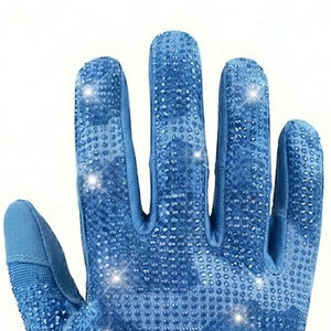 Gants de football américain personnalisés pour équipe, en néoprène extensible, avec logo en strass, paume antidérapante, sangle Velcro réglable - Product Image 6