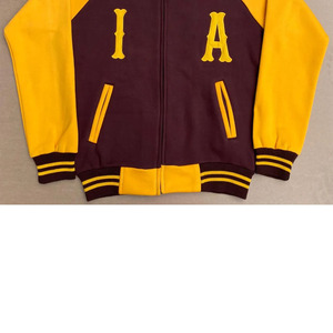 Greek Clothing Apparels Iota Varsity <b>Jacket</b> Full Sleeve Zipper Embroidered Letter Adult Autumn Maroon Gold - Product Image 4