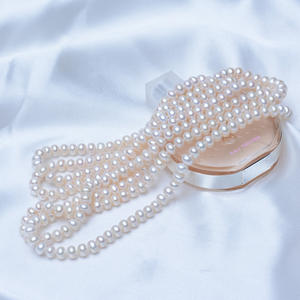 Collar de Perlas de Agua Dulce de 7-8 mm, Cadena Larga de Varias Capas, Accesorio Versátil para Cheongsam, para Mamá - Product Image 1