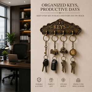 Handcrafted Solid Brass <b>KEYS</b> <b>Wall</b> <b>Key</b> Holder Decorative 4 <b>Hook</b> Organizer Vintage Entryway Home Office Hotel and <b>Wall</b> Decor Rack - Product Image 3