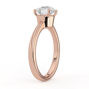 Bague de fiançailles solitaire ronde intemporelle en or jaune poli à quatre griffes, bijoux fins minimalistes - Product Image 3