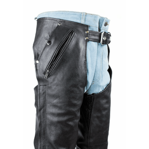 Chaps en cuir de vache véritable pour hommes - Coupe ample et athlétique, fermeture à boutons et boucles, toutes couleurs et tailles - Product Image 3