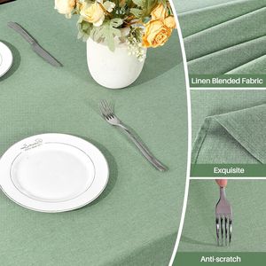 Tovaglia Rettangolare in Lino Verde Salvia Impermeabile e Antimacchia per Decorazioni Natalizie Facile da Pulire - Product Image 3