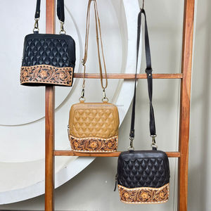 Bolsos cruzados con cremallera y enrejado de diamantes florales a mano, bolso de hombro de cuero acolchado de gran capacidad, bolsos de moda de lujo para mujer - Product Image 4