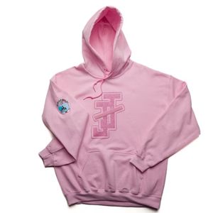 Sudadera con Capucha Rosa de Forro Polar Sólido, Manga Larga, Estampado de Letras Grandes, Corte Regular, Unisex, Casual, para Jóvenes, Invierno - Product Image 1