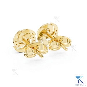 Boucles d'oreilles clous en or massif 14K 18K avec 7 pierres en grappe en forme de tourbillon, diamants de laboratoire, bijoux pour femme, mariage, fête, anniversaire - Product Image 5