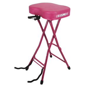 Taburete de Guitarra con Marco Metálico de 5 Núcleos, Asiento Acolchado de 3.15 Pulgadas, Plegable, Resistente, con Reposapiés Integrado y Soporte para Guitarra - Product Image 2